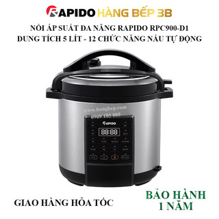 Nồi áp suất điện 5 lít đa năng Rapido RPC900-D1 - 12 chức năng nấu tự động cài đặt sẵn