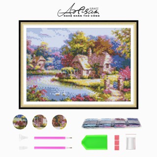  Tranh kim cương DIY, đồ thủ công DIY, cabin rừng