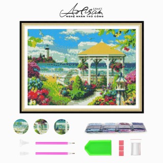 Tranh kim cương DIY, đồ thủ công DIY, Nhà gần biển