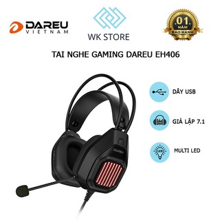 Tai nghe dareu eh406 | giả lập 7.1 | multi led | jack usb | bh 12t