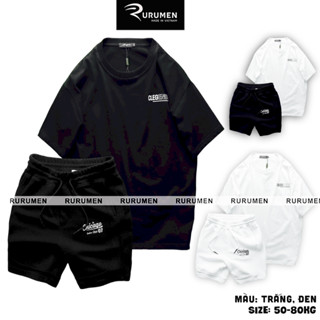 Set Bộ Nam Rurumen - Áo Thun Nam Cổ Tròn In Chữ CLEGENDK Form Âu Phối Quần Short Thun Big Size