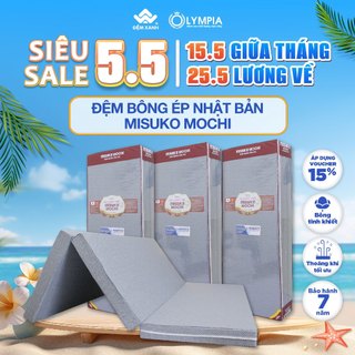 (Mới 5/24) Đệm bông ép Nhật Bản Misuko Mochi vải gấm xốp gập 3 mảnh - phân phối chính hãng bởi Đệm Xanh