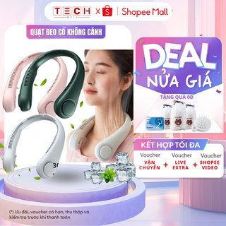 Quạt đeo cổ mini, quạt không cánh tích điện tiện lợi, thời trang, dáng thể thao siêu phẩm mùa hè 2024 Q3