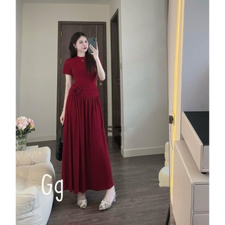 Đầm thun tăm dáng dài xoè nhẹ chất mềm mịn giá tốt