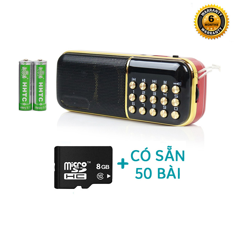 [KHÔNG THẺ HOẶC KÈM THẺ] Loa nghe đài BKK K51 chức năng FM/USB/TF/Tai nghe/Đèn pin - dung lượng pin 