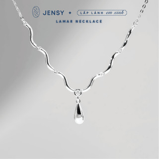 Dây chuyền bạc nữ s925 cao cấp jensy hình giọt nước lượn sóng "lamar" vcary0107. vòng cổ bạc nữ