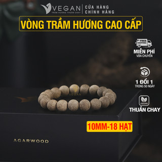 Vòng tay Trầm Hương Thuần Chay VEGAN tốc kiến cao cấp 10mm 18 hạt