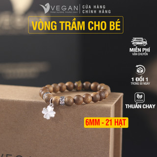 Vòng tay cho bé VEGAN Trầm Hương Thuần Chay 21 hạt 6mm