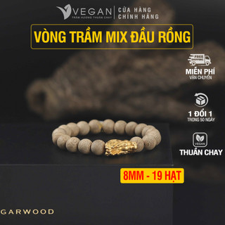 Vòng tay Vegan Trầm Hương Thuần Chay tốc kiến cao cấp mix Đầu Rồng
