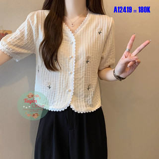 ÁO CROPTOP VIỀN REN THÊU HOA
