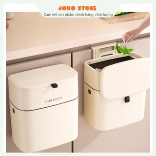 Thùng rác có nắp treo tủ bếp 9L, thùng rác treo tường dán tường nắp lật nắp đậy thông minh cao cấp