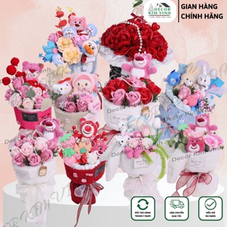 Bó Hoa Gấu Bông Nhiều Mẫu Decor Kim Vinh Hoa Thỏ Bông Len Dễ Thương (Kèm Thiệp) Hoa Làm Quà Tặng Sinh Nhật Trong Các Dịp