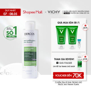 Dầu gội giúp sạch gàu và làm dịu da đầu ngứa - dành cho da nhạy cảm Vichy Dercos AntiPelliculaire 200ml