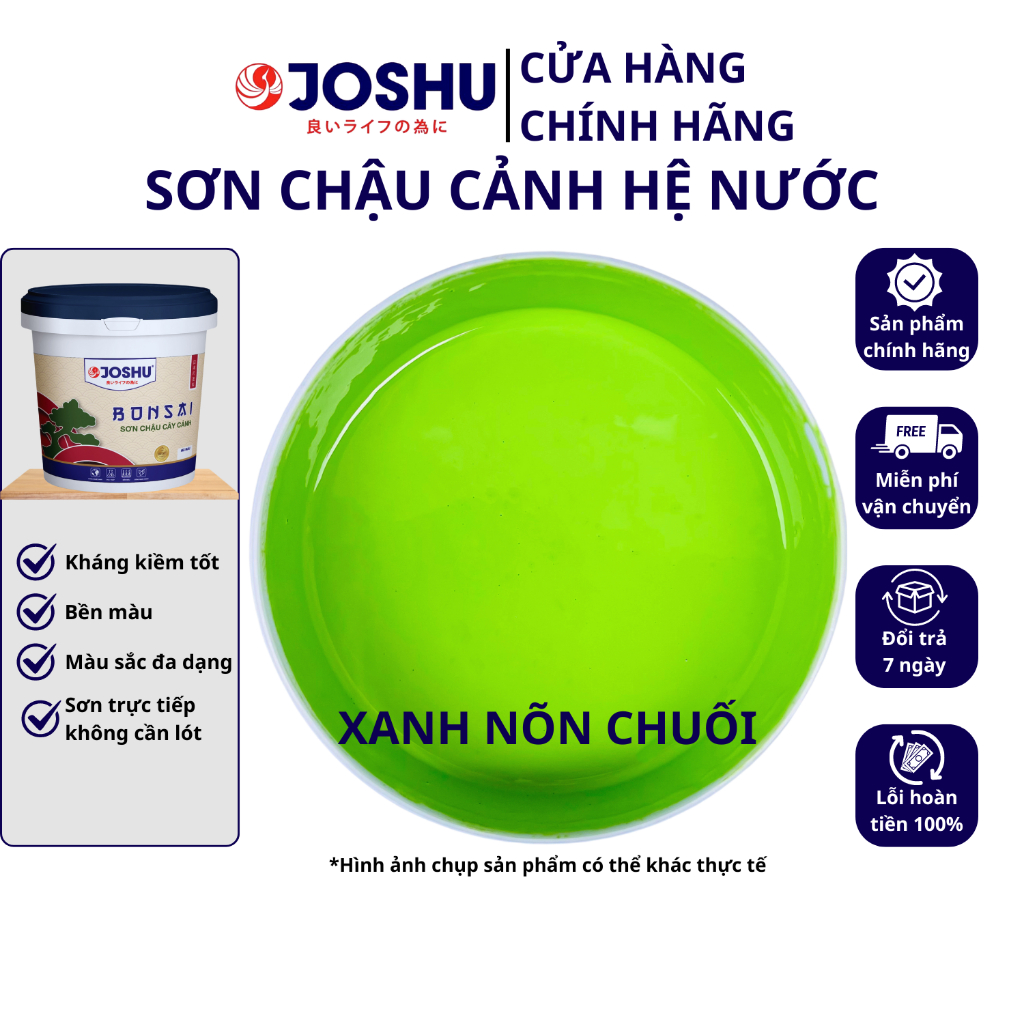 Sơn chậu cảnh Joshu màu xanh nõn chuối hộp 1 Lit - Hệ nước