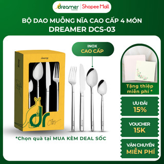 Combo 4 món gồm muỗng nĩa dao inox dreamer cao cấp dcs-03