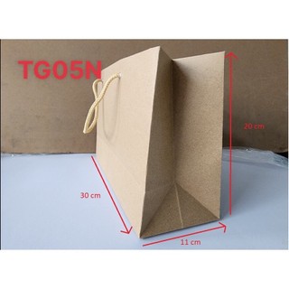 100 túi tg05n kích thước - 20 x 30 x 11cm - túi giấy kraft nâu, túi giấy giá rẻ, túi xách có quai