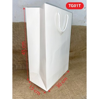 Combo 10 túi giấy siêu to, siêu dày, kích thước 45 x 30 x 15cm - giấy Kraft nâu và giấy Ivory trắng