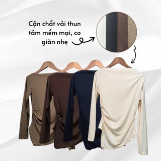 Aó tăm hàn  cổ thuyền vạt chéo- rúm eo của  xưởng may thời trang Hải Yến 0136