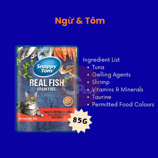 Pate Snappy Tom Real Fish cho mèo gói 85g