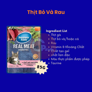 Pate Snappy Tom Real Fish cho mèo gói 85g