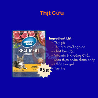 Pate Snappy Tom Real Fish cho mèo gói 85g