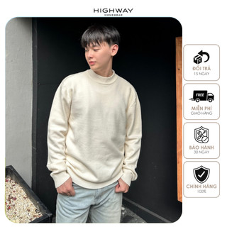 Áo len nam dệt vải tổng hợp cổ 3cm HIGHWAY MENSWEAR Dallas