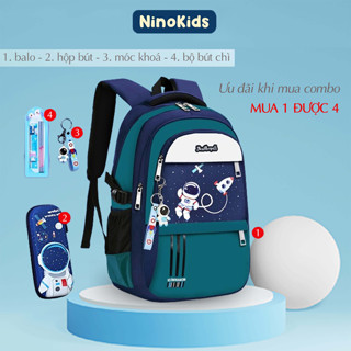Balo đi học cho bé trai lớp 1-6, Combo siêu hời mua 1 được 4, họa tiết phi hành gia, BLT06 NinoKids