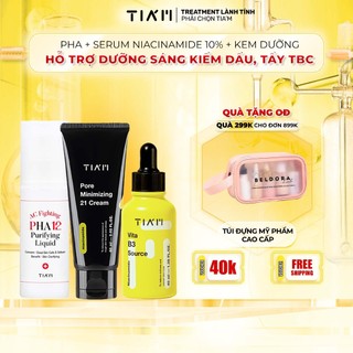 Bộ 3 Sản Phẩm Tinh Chất PHA, Serum Niacinamide 10% 40ml, Kem Dưỡng Niacinamide 5% 60ml