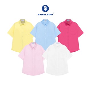 Calem Club - Áo Sơ Mi kate Khoác Ngoài tay Ngắn Trơn basic nhiều màu form unisex