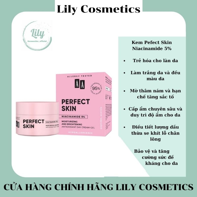 Kem dưỡng Niacinamide  AA Cosmetics Perfect Skin Niacinamide 5% .lọ 50ml