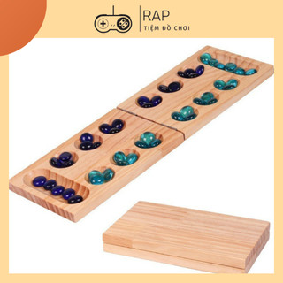 Bộ trò chơi ô ăn quan hộp gỗ gấp gọn kèm đá - ráp