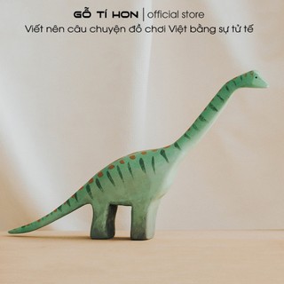 Mô hình khủng long cổ dài brachiosaurus bằng gỗ cho bé, mô hình động vật chạm khắc thủ công, mô hình đồ chơi gỗ tí hon