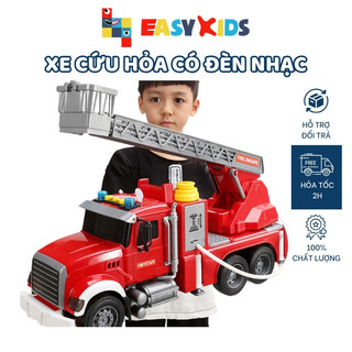 Xe cứu hỏa đồ chơi cỡ lớn toystar, đồ chơi xe cứu hỏa mô hình 1:12 cho bé có đèn nhạc