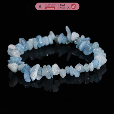 Vòng Tay Đá Aquamarine Vụn Nhỏ Lắc Tay Đá Phong Thủy Trẻ Trung - Ngọc Trai Trường Thịnh