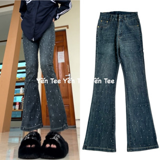 Quần jeans ống loe đính đá hot 2024 , quần jeans nữ Yến Tee , vải đẹp, mềm,co dãn tốt 10087