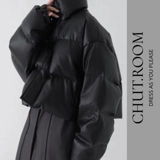 (sẵn hàng ) Áo khoác phao đệm dày bằng da dáng lửng croptop phong cách đường phố Chut.Room dành cho nữ