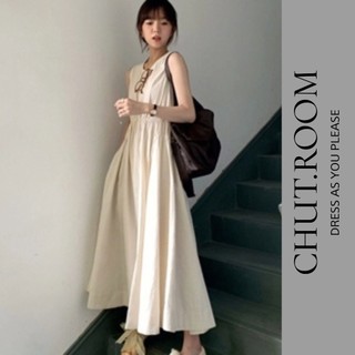 {Order} Đầm dài nhún eo Chút.Room, đầm sát nách phong cách retro cá tính, thích hợp cho mùa hè