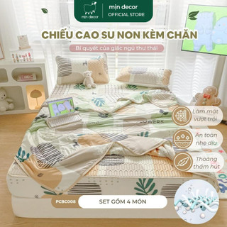Chiếu Điều Hoà Cao Su Non Kèm Chăn Thun Lạnh MỊn Decor, Chiều Cao Su Bo Chun Bọc Đệm 30cm - Nhiều Hoạ Tiết