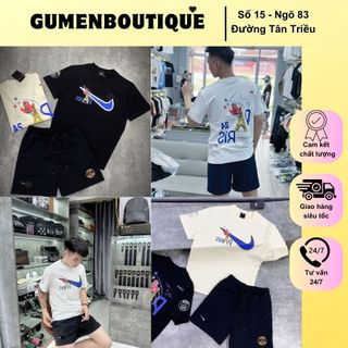 Bộ Quần Áo Nam PSGxNai In Hình Chú Gà Hai Mặt Cực Nét - Bộ Cộc Tay Nam PSG x Nai In Họa Tiết Hot Hit