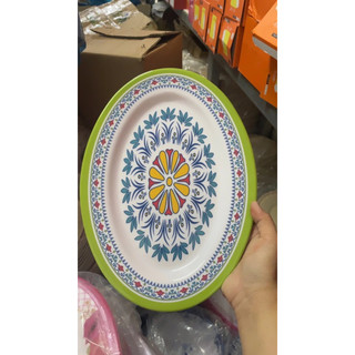 Dĩa nhựa melamine hột xoài trắng, bông
