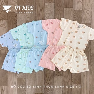Bộ quần áo cộc tay sơ sinh thun lạnh vải mềm mát cho bé - Nền màu