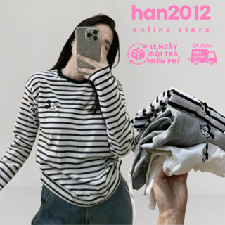 Áo Thun Tay Dài Nữ Thêu Mickey Dáng Ôm Body Cổ Tròn Hình Thêu Form Fit Baby Tee Chất Tăm Borip co giãn