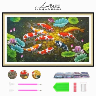  Tranh kim cương DIY, đồ thủ công DIY, Cá Koi