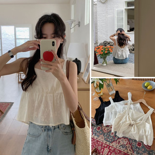 Áo hai dây diện hè dây áo bản to thắt nơ lưng điệu đà Lili Top