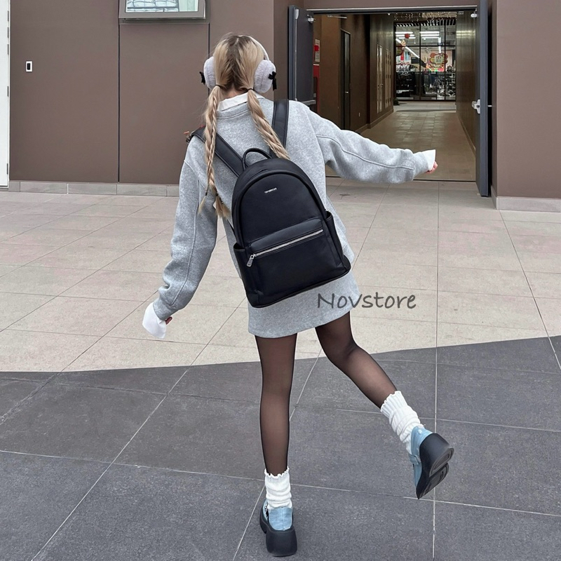 Balo da trơn (SẴN 3 MÀU TRẮNG, ĐEN, NÂU) chống thấm nước, siêu nhẹ vừa giấy A4 và lap - Packy backpack, novstore