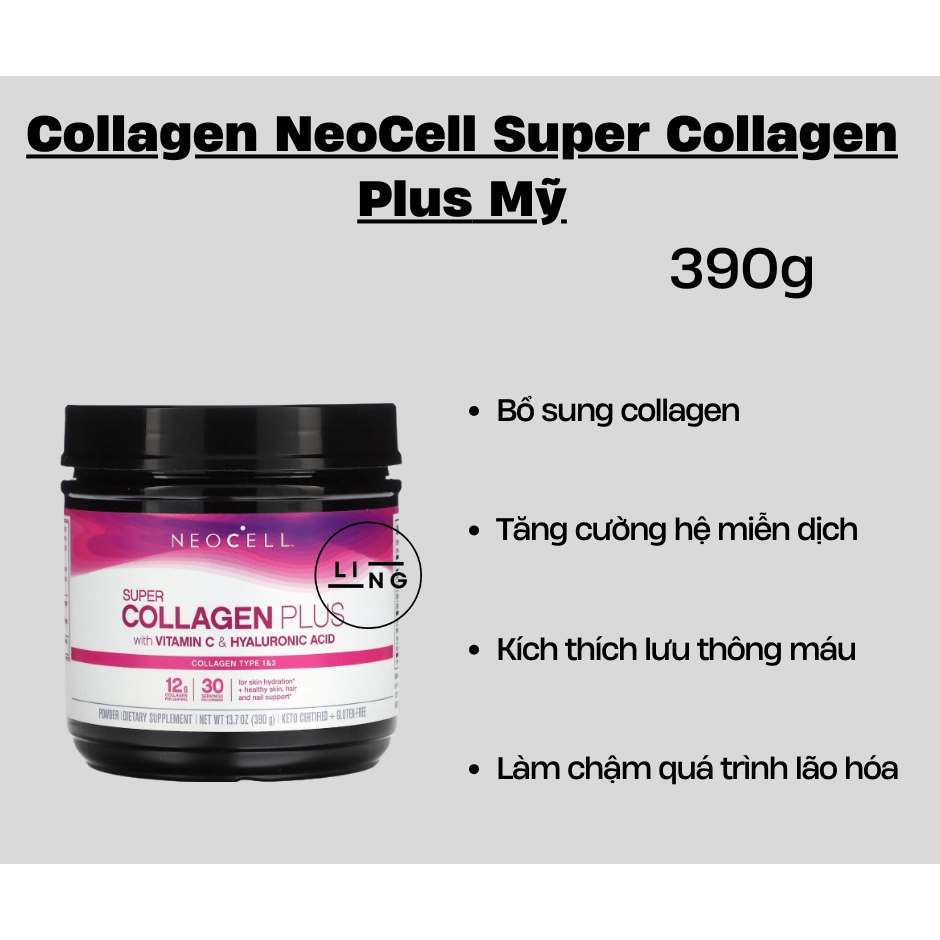 Collagen Dạng Bột NeoCell Super Collagen Plus Bổ Sung Vitamin C & Hyaluronic Acid