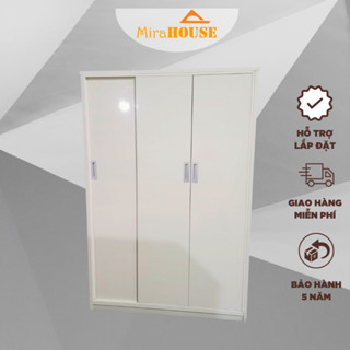 Tủ Nhựa 3 Cánh Lùa nhựa Đài Loan MIRA HOUSE Cửa Trượt Chịu Lực Tốt. cao 1m85 dài 1m25 sâu 51cm
