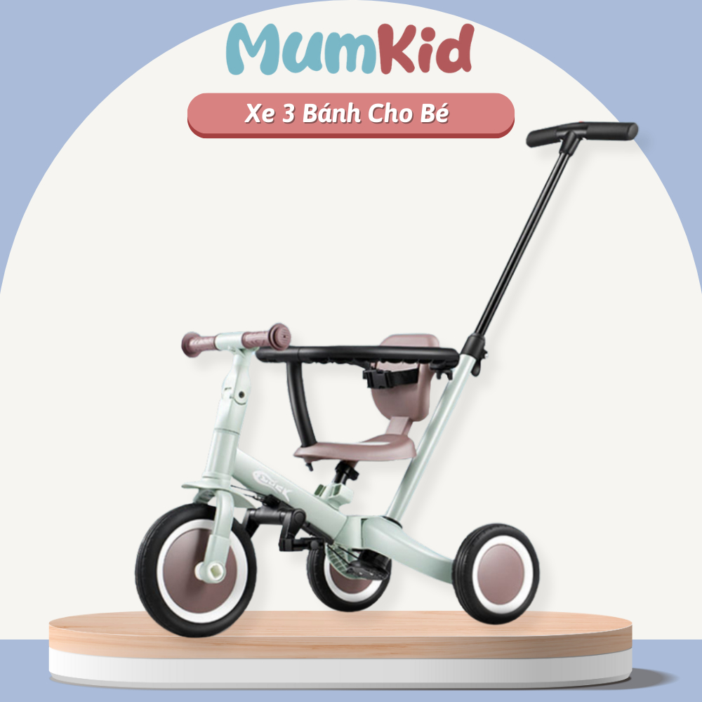 Xe đạp 3 bánh Mumkid cao cấp, xe chòi chân kết hợp 3 chế độ xe đẩy, xe thăng bằng và xe đạp ba bánh cho bé