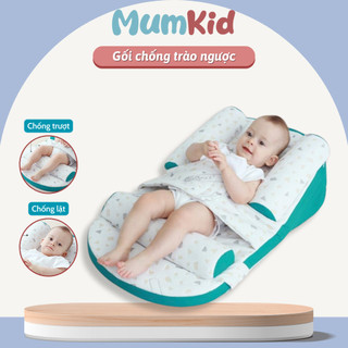 Gối chống trào ngược cho bé Mumkid, Đệm ngủ chống trào ngược có đai đeo định hình bảo vệ cột sống cho bé - MK052