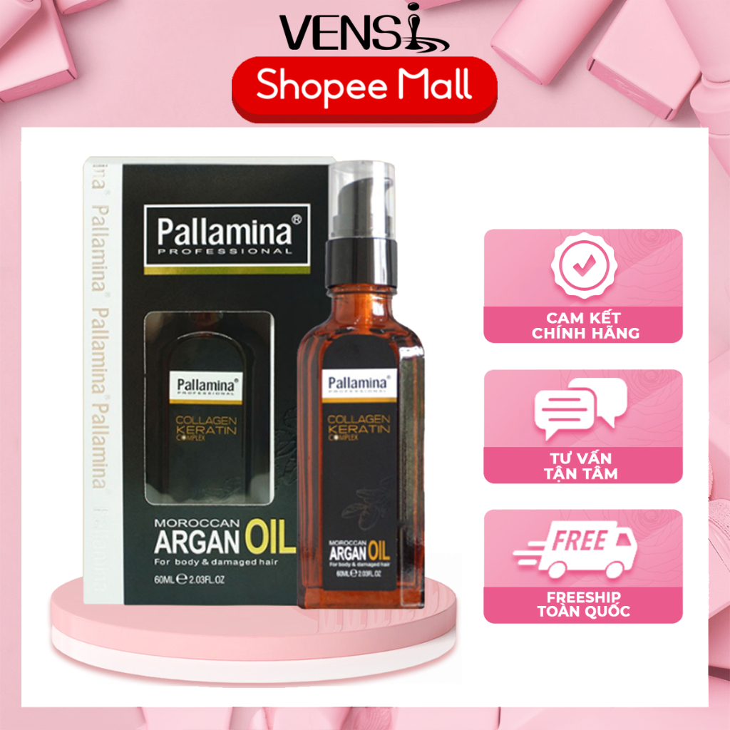  Tinh dầu PALLAMINA ARGAN OIL - serum dưỡng bóng phục hồi tóc cao cấp chống xơ rối giữ nếp 